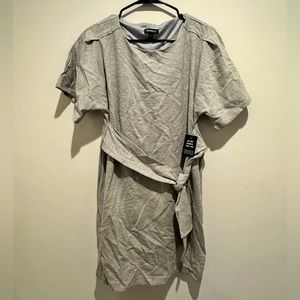 Express Short Sleeve Gray Sheath Dress Tie Front Womens Medium New NWT
